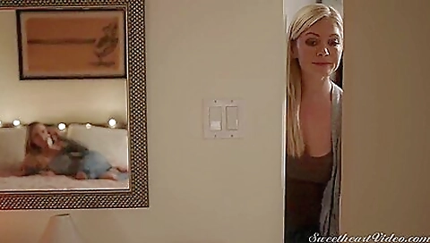 Sexy blonde chick with big tits